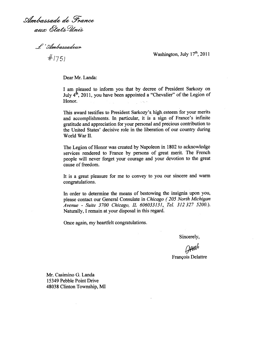 A Great Honor for a Clinton Twp Resident